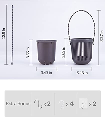 Melphoe 3.5‘’ Two-Piece Succulent Planters Pots with Drainage, Flexible Removable Handle, Flower Pots for Mini Plants Small Hanging Planter for Wall, Window (6 PCAK) - color: Multicolor