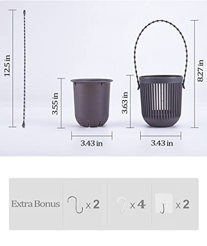 Melphoe 3.5‘’ Two-Piece Succulent Planters Pots with Drainage, Flexible Removable Handle, Flower Pots for Mini Plants Small Hanging Planter for Wall, Window (6 PCAK) - color: Multicolor