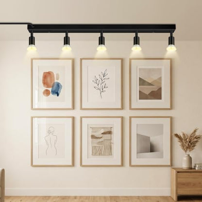 AUQUEE Plug in Track Light, Black, 30", 5 Way GU10 Track Ceiling Lighting | Wall Spotlight, Rotatable Track Head, LED Wall Light for Kitchen Cabinet Gallery Bar Hallway Living Room, Rocker Switch - color: Black-5 lights