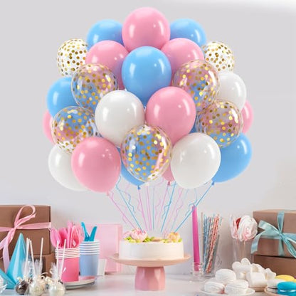 Patimate Gender Reveal Pink and Blue Balloons Set 50 pcs 12 inch - color: Blue Pink
