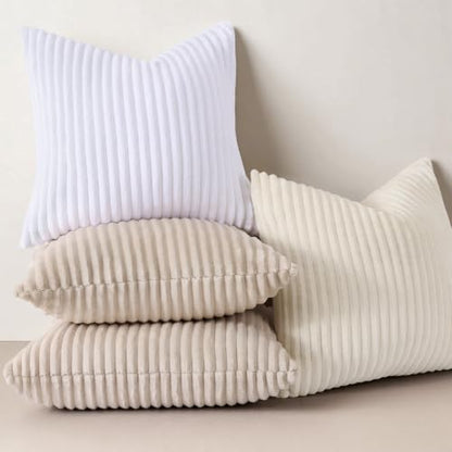 Simmore Fall Soft Cream White Flannel Throw Pillow Covers 18X18 Set of 2 - color: Cream White, size: 18" x 18" (Pack of 2)