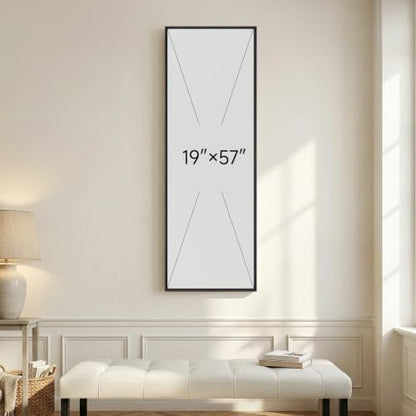Large Framed Wabi Sabi Abstract Wall Art, Long Narrow Vertical 20x60 In - color: Black Marks B, size: 60"L x 20"W