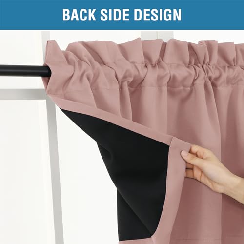H.VERSAILTEX 100% Blackout Curtain Valances for Windows 2 Panels Thermal Insulated Rod Pocket Small Short Valance for Kitchen Cafe Bathroom Living Room Bedroom Laundry,Baby Pink,52" W x 18" L - color: Baby Pink