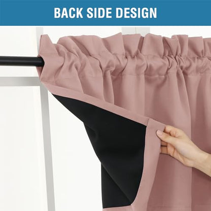 H.VERSAILTEX 100% Blackout Curtain Valances for Windows 2 Panels Thermal Insulated Rod Pocket Small Short Valance for Kitchen Cafe Bathroom Living Room Bedroom Laundry,Baby Pink,52" W x 18" L - color: Baby Pink