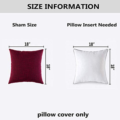 Kevin Textile Supersoft Faux Linen Square Christmas Throw Cushion Cover Pillowcase, Hidden Zipper, 18x18 inch(2 Piece, Burgundy) - color: Burgundy, size: 18" x 18" (Pack of 2)