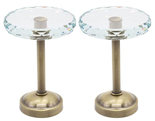 Set of 2 Cut Crystal Window Drapery Medallion Holdbacks, Curtain Tiebacks, Wall Hook, Tassel Holder, Antique Brass - color: Antique Brass