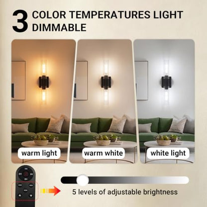 civaca Peel and Stick Wall Sconces, Black Battery Operated Wall Sconce