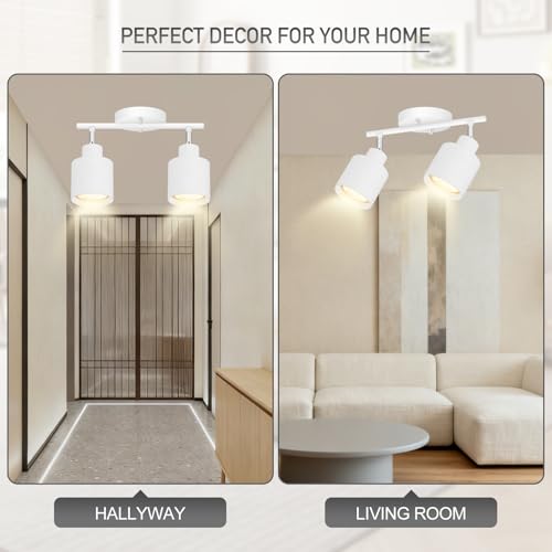 BoostArea 2-Light Led Track Lighting,White Ceiling Lighting Fixtures,Wall Sconces Ceiling Spotlight with Foldable Light Arms for Kitchen, Closet, Bedroom,GU10 Socket, Bulbs Not Included - color: 2 light White