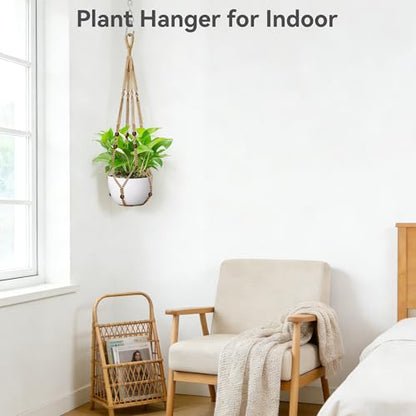 USLAI Macrame Plant Hanger, for Up to 15 Inch Pots, 35 Inch, Brown, 2 Pack - color: 35+35 Inch - Brown