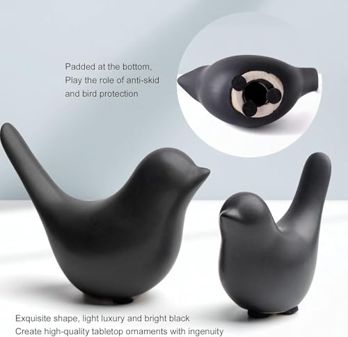 Notakia Small Bird Figurines Black Bird Statues Home Decor for Table Shelf - color: Black 2pcs Birds