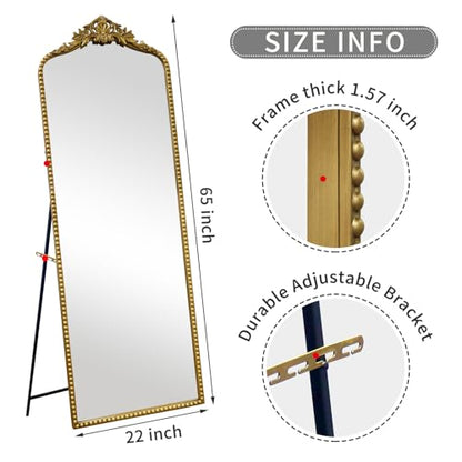 Growsun 65''x22'' Arched Antique Full Length Floor Mirror w/Stand - size: 65"L x 22"W