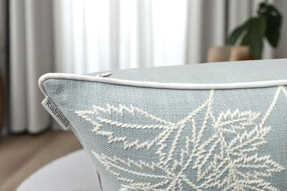 Rudransha Hand Embroidered Wildflower Throw Pillow Cover - 20x20 Inch Robins Egg Cotton - Blooming - color: Blooming-robins Egg, size: 20" x 20" (Pack of 1)
