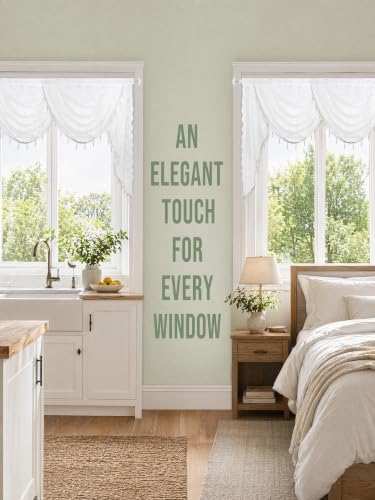 Molaxhome White Lace Window Valance Curtains Swag Victorian Gothic Style - color: White, size: 59"W x 41.3"L (Pack of 1)
