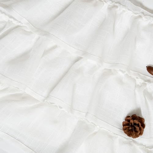 jinchan Ruffled Kitchen Window Valance Curtain, 18 Inch, 1 Panel, White - color: 3-tier Ruffle | White, size: 50"W x 18"L (Pack of 1)