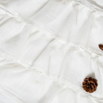 jinchan Ruffled Kitchen Window Valance Curtain, 18 Inch, 1 Panel, White - color: 3-tier Ruffle | White, size: 50"W x 18"L (Pack of 1)