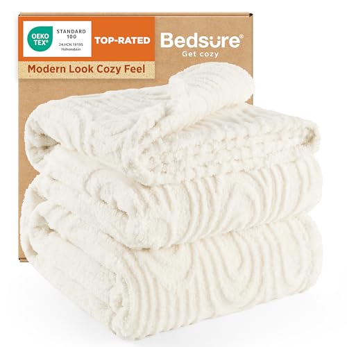 Bedsure GentleSoft Fleece King Size Blanket for Bed - Super Soft & Cozy, Fluffy Blankets for Women & Girls, Ideal for Sofa & Couch, White, 108x90 Inches - color: Off White, size: King (108" x 90")