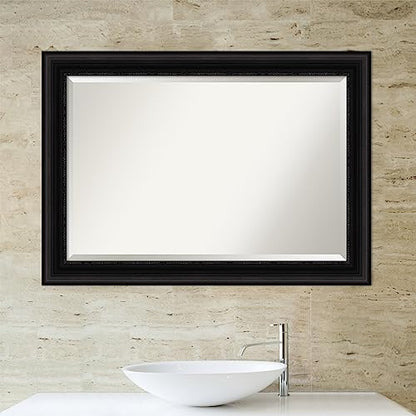 Amanti Art 오버 싱크대용 블랙 욕실 거울, 76.2 x 106.7cm(30 x 42인치) 팔러 블랙 직사각형 화장대 거울, 대형 전통 프레임, 수평 및 수직으로 걸 수 있음, 욕실 벽 장식, 경사진 가장자리 - color: 팔러 블랙, size: 42"L x 30"W