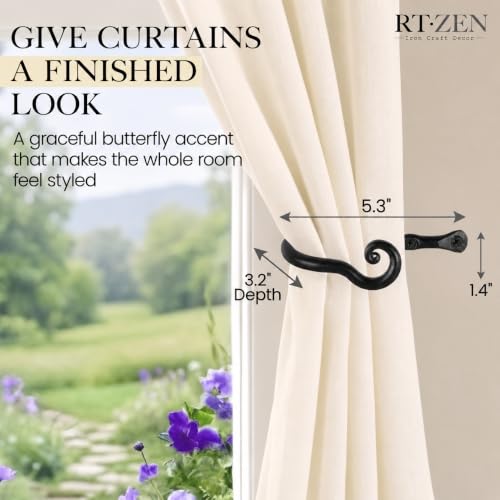 RTZEN Metal Curtain Tiebacks, Drapery Holders for Wall, 2 Pcs - size: Medium, style: Classic