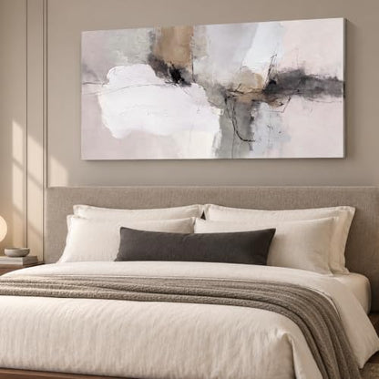 Enartly Neutral Abstract Line Canvas Wall Art for Living Room 40" x20 - color: White Line Abstract, size: 40"L x 20"W