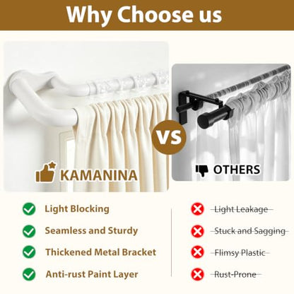 KAMANINA Double Curtain Rod 32 to 86 Inch, White Wrap Around Drapery Rods - color: White, size: 32-86"