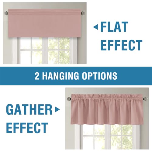 H.VERSAILTEX 100% Blackout Curtain Valances for Windows 2 Panels Thermal Insulated Rod Pocket Small Short Valance for Kitchen Cafe Bathroom Living Room Bedroom Laundry,Baby Pink,52" W x 18" L - color: Baby Pink