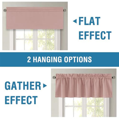 H.VERSAILTEX 100% Blackout Curtain Valances for Windows 2 Panels Thermal Insulated Rod Pocket Small Short Valance for Kitchen Cafe Bathroom Living Room Bedroom Laundry,Baby Pink,52" W x 18" L - color: Baby Pink