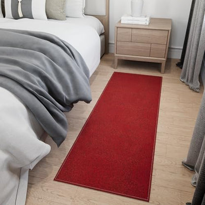Ottomanson Door Mat Indoor Entryway Runner Rug – Non-Slip Durable Low-Pile Runner with Stain-Resistant Surface, 20" x 59", Red - color: Red