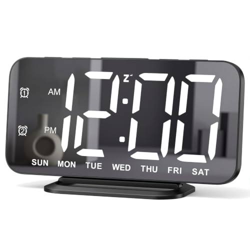 JALL Slim LED Digital Alarm Clock, Mirror Surface for Makeup, with Diming, Large Display, Easy Setting, USB Ports, Modern Decor for Bedroom, Desk, Gift for Women, Sister, College Girl, Black - color: Black