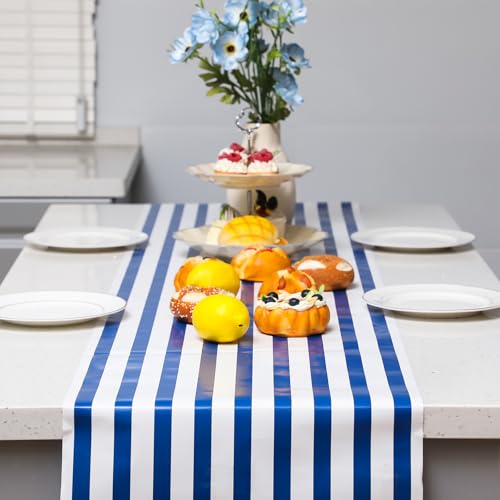 AmazingSpark Striped Table Runner Roll,Navy Blue,25' Long X 16" Wide - color: Navy Blue, size: 25' Long X 16" Wide