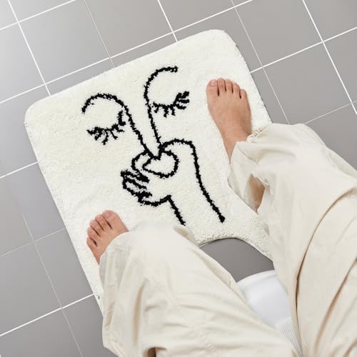 Drydiet U Shaped Toilet Rug Washable Cute Bath Mat 24x20,Stick Figure - style: Bad Smell Humorous