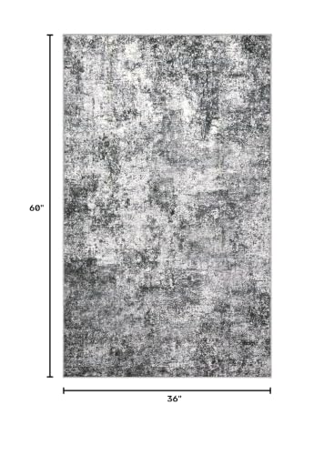 DMOYEST 3x5 Entryway Area Rug Washable Abstract Grey Small Carpet - color: Grey, size: 3' x 5' (Rectangular)