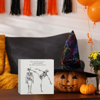 Spooky Halloween Skeleton Anatomy Wooden Box Sign Desk Decor - color: Skeleton Anatomy