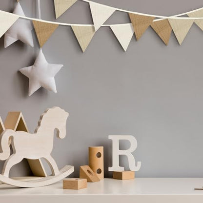 Oudain 2 Pcs Pennant Banner Flags Nursery Garland Triangle, Simple Color - color: Simple Color