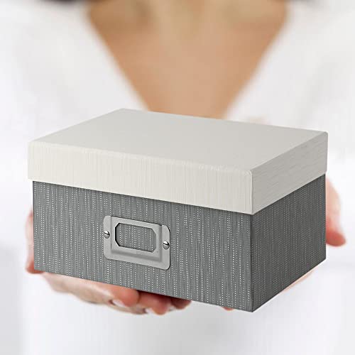 Briful Photo Boxes with Lids - 4 in 1 Set Waterproof Storage Boxes with Handles for Clothes, Shoes, Office, Cosmetic, Books - color: Dark Grey#031