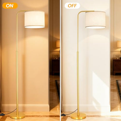 Arc Floor Lamp with Remote Control Dimmable Gold lamps for Living Room - color: Gold Beige