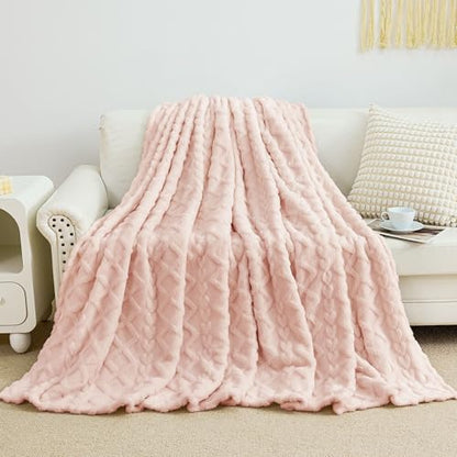 Aganear Fleece Throw Blanket for Bed Couch 90"x90" Pink - color: Pink, size: Queen(90×90in)