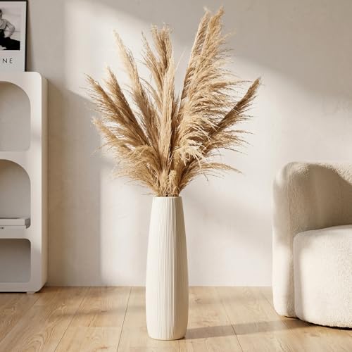 Ceramic Large White Vase, 18" Tall Floor Vase, Decorative Flower Vases - size: 18 Inch Tall
