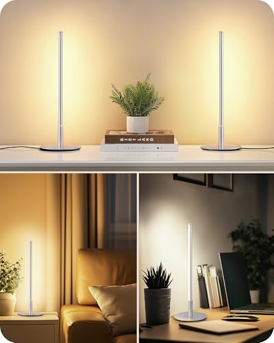 EDISHINE LED Table Lamp, Modern Desk Lamps for Living Room, Silver - color: Silver