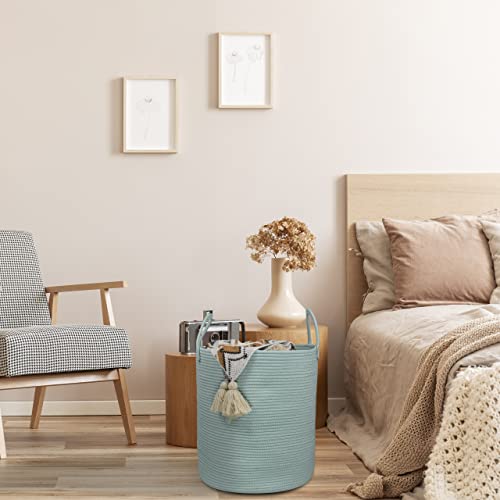 XUANGUO Cotton Rope Laundry Basket Hamper for Clothes Large Light Green - color: light green, size: Regular
