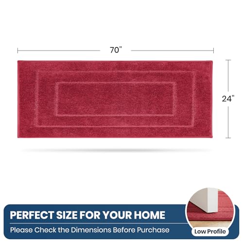 PURRUGS Kitchen Runner Rug, Kitchen Mat, 24" x 70", Burgundy Red - color: Burgundy Red, size: 24" X 70"