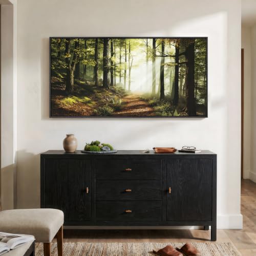 Framed Forest Landscape Photograph Wall Art for Living Room, 60x30 Inch - color: Green