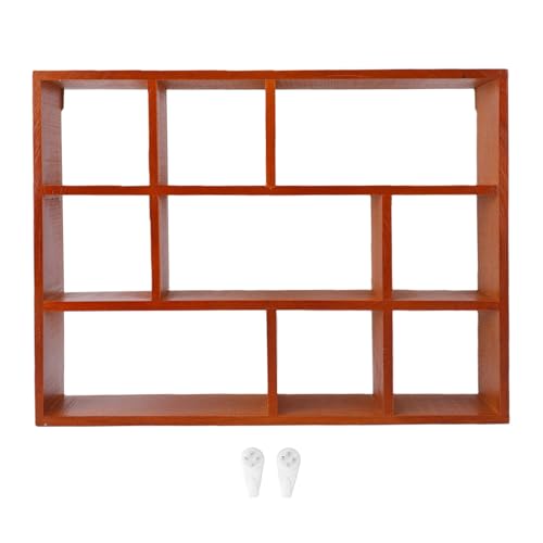 Shadow Box Display Shelf, Wall Mounted Wooden Rustic Floating Shelves, 9 Slot Freestanding Cabinet Display Case Organizer for Farmhouse Decor