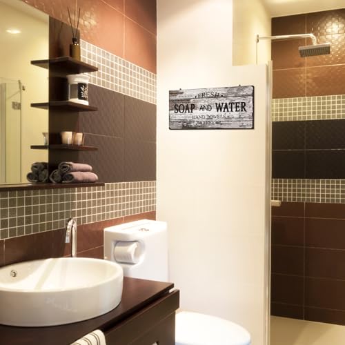 Jetec Farmhouse Bathroom Decor Fresh Soap and Water Sign, Novel - style: Novel
