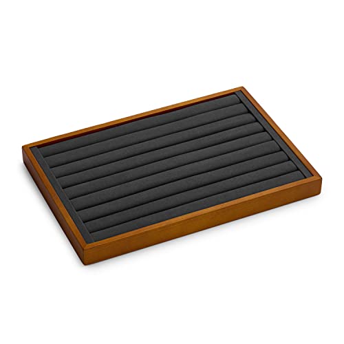 Oirlv Solid Wood Jewelry Tray Ring Earring Display Showcase Jewelry Organizer - color: Grey ring tray
