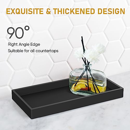 Bathroom Counter Tray,Silicone Vanity Tray for Soap Dispenser, Small+Large - color: Black, size: 7.8" x 3.9" x 0.8" + 10.6" x 5.1" x 0.8"