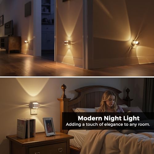 L LOHAS LED Night Lights Plug into Wall, Night Light Projector Light Sensor - color: White