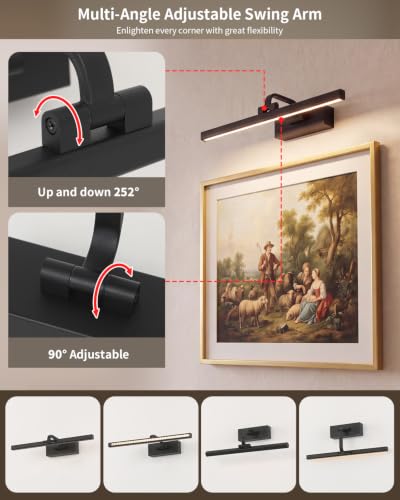 15.75'' Wireless Picture Lights for Wall Removable Battery Charging - color: Black, size: 15.75 inch-3W
