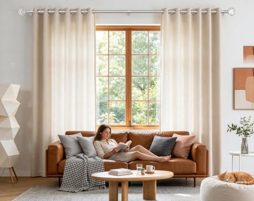KAMANINA Silver Curtain Rods for Windows 32-58 Inch Heavy Duty Drapery Rod - color: Silver, size: 32-58"