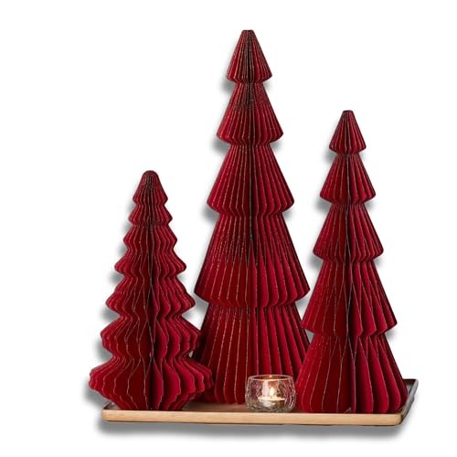Your Heart's Content Set of 3 Red Honeycomb Paper Trees (Large Set 3 Red) - color: Large Set 3 Red