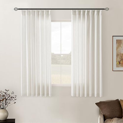 Natural Pinch Pleated Linen Semi Sheer Curtains 54 Inch Length 2 Panels - color: Natural, size: 40"W x 54"L (Pack of 2)